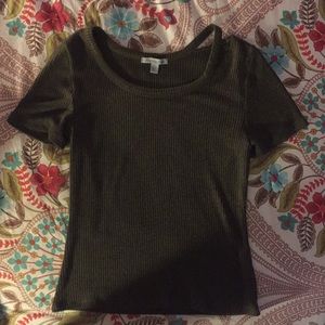 Open shoulder green top